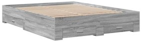 3280375 vidaXL Cadru de pat cu sertare, gri sonoma, 160x200 cm lemn prelucrat