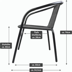 Set de scaune bistro de grădină, stivuibile, gri, 4 buc