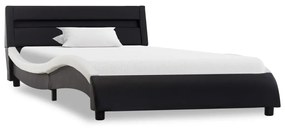 285686 vidaXL Cadru de pat cu LED, negru și alb, 120x200 cm, piele ecologică