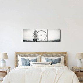 Tablou - O navă care navighează pe ocean (cu ceas) (90x30 cm)