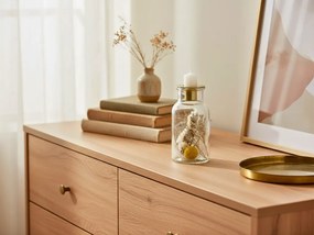 Suport de lumanare din sticla cu flori uscate BLOOMY, inaltime 13 cm