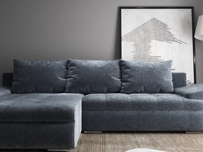 Colțar extensibil dumonde cu ladă de depozitare si sezut confortabil din spuma high-density, Leonardo Euphoria Grafit 260x185 cm