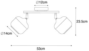 Spotlight de design negru cu aur și sticlă fumuriu 2 lumini - Kyan