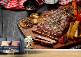 Tapet Premium Canvas - Carne la grill cu usturoi si cartofi