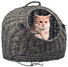 vidaXL Coș de transport pisici, gri, 45 x 35 x 35 cm, răchită naturală
