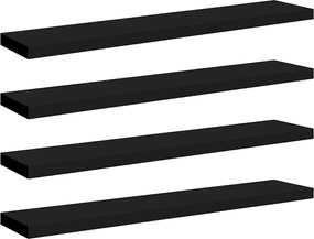 vidaXL Rafturi de perete suspendate 4 buc. negru 120x23,5x3,8 cm MDF