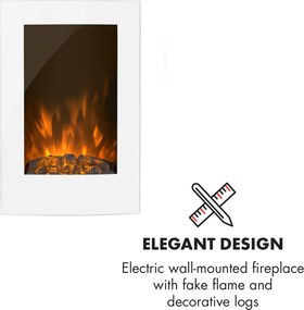 Klarstein Lausanne Vertical, șemineu electric, 2000 W, timer săptămânal, alb