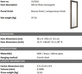 Oglinda decorativa design LUX Risto square 80x220cm