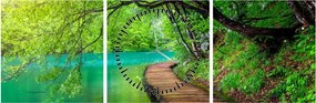 Tablou - Lacurile Plitvice (cu ceas) (90x30 cm)