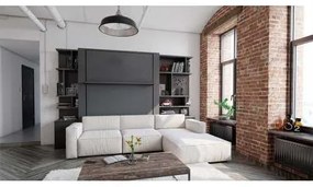 Set pat rabatabil dublu (150X200), 2 biblioteci, canapea 3 locuri si otoman - NOVA BOOKCASES FANCY SOFA SET