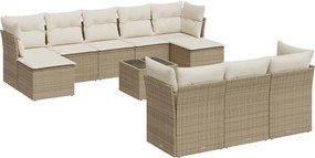 vidaXL Set canapele de grădină cu perne, 11 piese, bej, poliratan