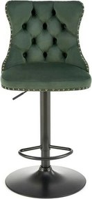 Scaun bar H117, verde/negru, stofa catifelata/otel, 47x52x96/118 cm