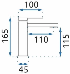 REA-B6555 - Baterie pentru lavoar VERSO 16,5 cm, auriu periat