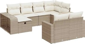 vidaXL Set canapele de grădină cu perne, 10 piese, bej, poliratan