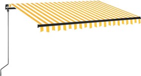 vidaXL Copertină retractabilă manual cu LED, galben și alb, 350x250 cm