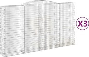 vidaXL Coșuri gabion arcuite, 3 buc, 400x50x220/240cm, fier galvanizat