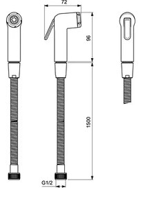 Baterie bideu incastrata, cu dus, furtun si suport, negru mat, Ideal Standard IdealSpray Negru mat