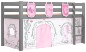 Pat copii supraînălțat Pino 90x200 cm cu husă Birdy și 3 buzunare textile pentru copii – Vipack [Dimensiuni: 208x98x114 cm]