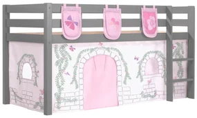 Pat copii supraînălțat Pino 90x200 cm cu husă Birdy și 3 buzunare textile pentru copii – Vipack [Dimensiuni: 208x98x114 cm]