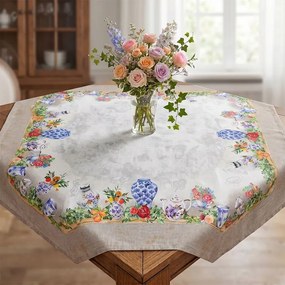 decoDoma Față de masă centrală cu imprimeu GRĂDINĂ ÎNFLORITĂ 93 x 93 cm