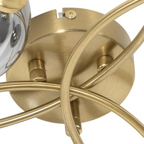 Plafoniera moderna aurie cu 6 lumini cu sticla fumurie - Atena