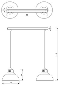 Lustră pe cablu SVEN 2xE27/15W/230V alamă