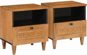 vidaXL Dulap de noapte cu sertar 2 pcs Maro deschis 40 x 33 x 46 cm