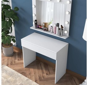 Măsuță de toaletă Bojoremo 20 (cu oglindă) (cu iluminat LED) (alb). 1107273