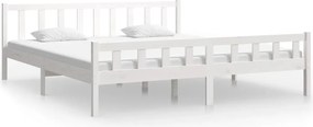 vidaXL Cadru de pat, alb, 160x200 cm, lemn masiv