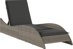 vidaXL Șezlong cu pernă, gri, 60x205x73 cm, poliratan