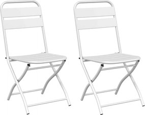 vidaXL Scaun pliabil pentru grădină 2 pcs Alb 42 x 52 x 82cm