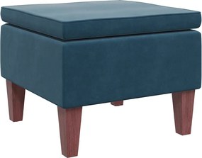 vidaXL Scaun cu picioare din lemn, albastru, catifea