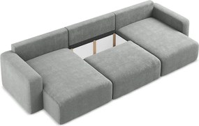 Colțar gri extensibil/cu spațiu de depozitare cu tapițerie din chenille (în formă de "U") Kona – Makamii