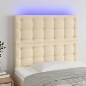 Tablie de pat cu LED, crem, 80x5x118 128 cm, textil 1, Crem, 80 x 5 x 118 128 cm