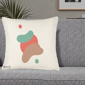 Perna Decorativa Abstract Forme Fluide Coral, 40x40 cm, Crem Reliefat, Husa Detasabila, Perna Inclusa, BEKZ®