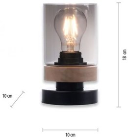 Lampă de masă JUST LIGHT. 11310-18 PASQUAL 1xE27/40W/230V negru/arbore de cauciuc