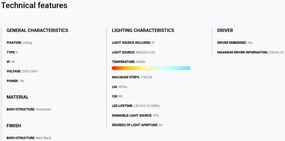 Spot LED incastrabil TULIPA Black recessed downlight 7W 24° 4000K CRI90 casambi IP44
