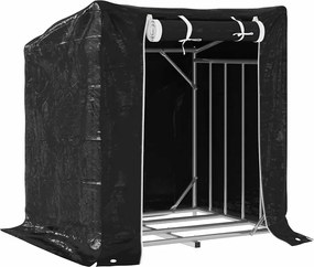 vidaXL Raft pentru lemn de foc cu capac de ploaie otel galvanizat