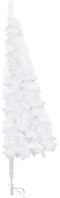 Brad de Craciun artificial de colt cu LED, alb, 150 cm, PVC 1, Alb, 150 cm