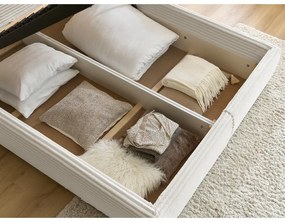 Pat matrimonial bej tapițat cu spațiu de depozitare cu somieră 180x200 cm Jade – Bobochic Paris