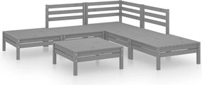 vidaXL Set mobilier de grădină, 6 piese, gri, lemn masiv de pin