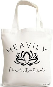Sacosa de Panza pentru Cumparaturi, Geanta Tote Yoga Havily Meditated, 38x34.5 cm, Alba, BEKZ®