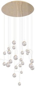 Lustra LED design casa scarii cu 24 pendule suspendate ZOE auriu P0387 MX