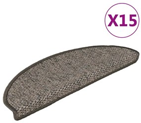 vidaXL Covorașe autoadezive de scări 15 buc. maro bej 65x21x4cm sisal