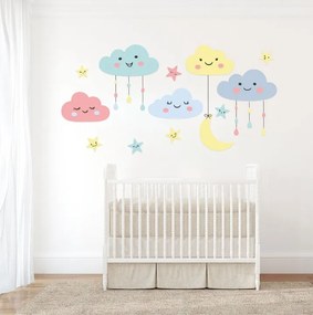Autocolant de perete pentru camera copiilor - nori 200 x 105 cm