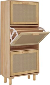 vidaXL Pantofar, maro, 52x25x115 cm, lemn prelucrat și ratan natural