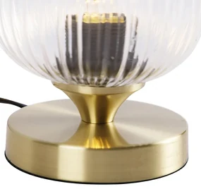 Lampă de masă Art Deco din alamă cu sticlă - Banci