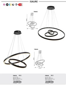 Lustra LED cu telecomanda cu 2 inele metal negru Isaure