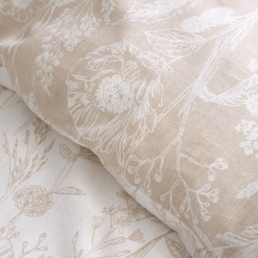 Lenjerie de pat bej din flanelă pentru pat dublu 200x200 cm Floral Toile – Bianca