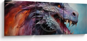 Tablou - Ilustrație a unui dragon (cu ceas) (90x30 cm)